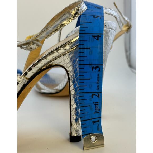 NEW $325 Y2K RARE Kate Spade Italy Metallic Snakeskin Silver Slingback Heels - Picture 11 of 15